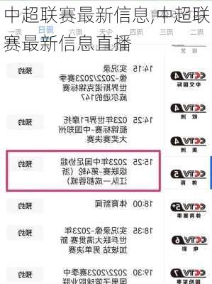 中超联赛最新信息,中超联赛最新信息直播