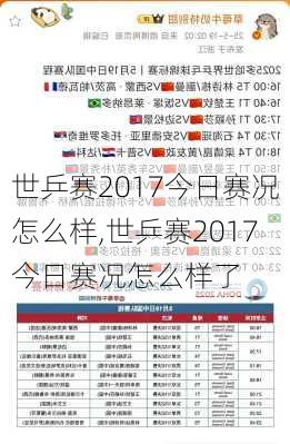 世乒赛2017今日赛况怎么样,世乒赛2017今日赛况怎么样了