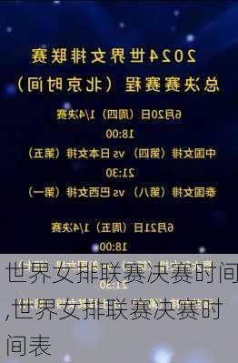 世界女排联赛决赛时间,世界女排联赛决赛时间表