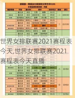 世界女排联赛2021赛程表今天,世界女排联赛2021赛程表今天直播