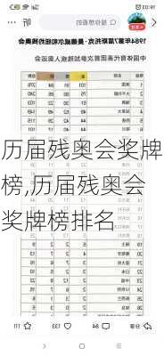 历届残奥会奖牌榜,历届残奥会奖牌榜排名