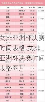 女排亚洲杯决赛时间表格,女排亚洲杯决赛时间表格图片