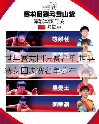 世乒赛女团决赛名单,世乒赛女团决赛名单公布