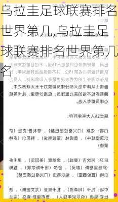 乌拉圭足球联赛排名世界第几,乌拉圭足球联赛排名世界第几名