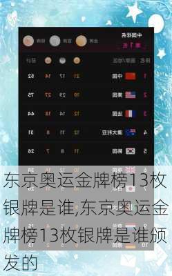 东京奥运金牌榜13枚银牌是谁,东京奥运金牌榜13枚银牌是谁颁发的