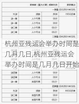 杭州亚残运会举办时间是几月几日,杭州亚残运会举办时间是几月几日开始