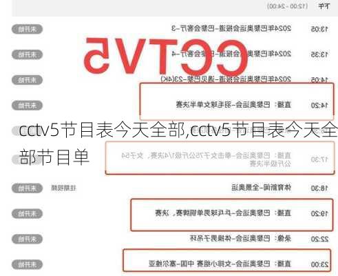 cctv5节目表今天全部,cctv5节目表今天全部节目单