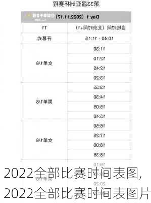 2022全部比赛时间表图,2022全部比赛时间表图片