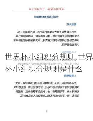 世界杯小组积分规则,世界杯小组积分规则是什么