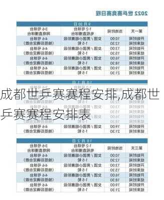 成都世乒赛赛程安排,成都世乒赛赛程安排表