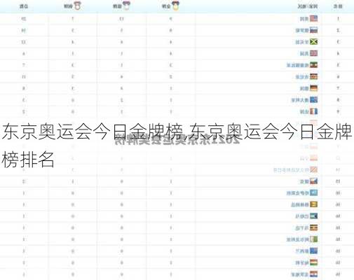 东京奥运会今日金牌榜,东京奥运会今日金牌榜排名