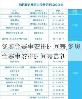 冬奥会赛事安排时间表,冬奥会赛事安排时间表最新
