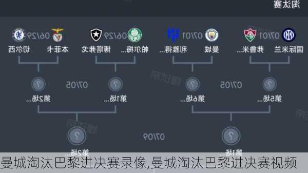 曼城淘汰巴黎进决赛录像,曼城淘汰巴黎进决赛视频