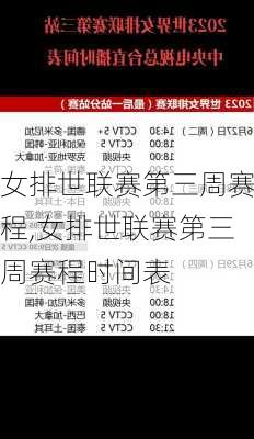 女排世联赛第三周赛程,女排世联赛第三周赛程时间表