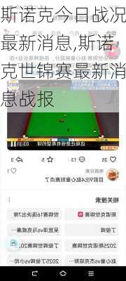斯诺克今日战况最新消息,斯诺克世锦赛最新消息战报