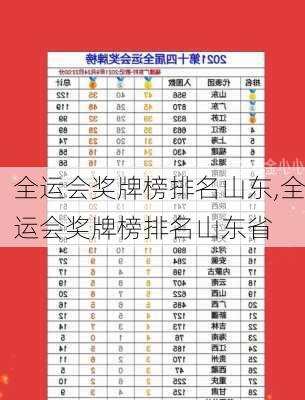 全运会奖牌榜排名山东,全运会奖牌榜排名山东省