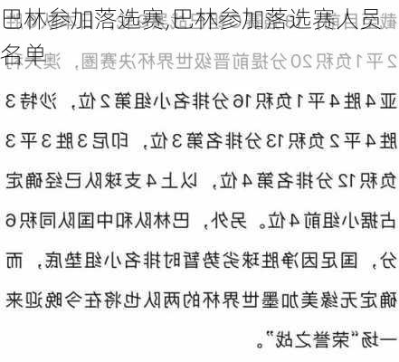 巴林参加落选赛,巴林参加落选赛人员名单