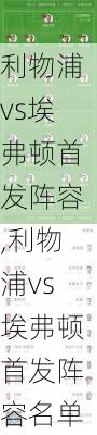 利物浦vs埃弗顿首发阵容,利物浦vs埃弗顿首发阵容名单
