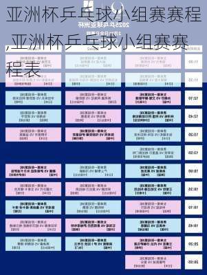 亚洲杯乒乓球小组赛赛程,亚洲杯乒乓球小组赛赛程表