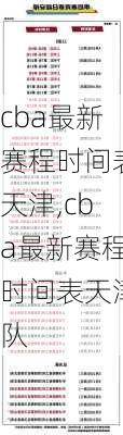 cba最新赛程时间表天津,cba最新赛程时间表天津队
