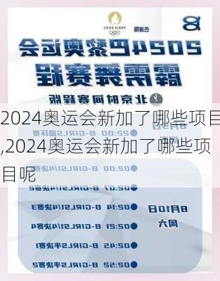 2024奥运会新加了哪些项目,2024奥运会新加了哪些项目呢