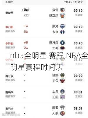 nba全明星 赛程,NBA全明星赛程时间表