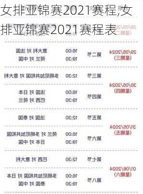 女排亚锦赛2021赛程,女排亚锦赛2021赛程表