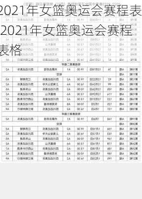 2021年女篮奥运会赛程表,2021年女篮奥运会赛程表格
