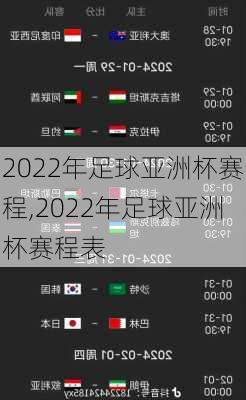 2022年足球亚洲杯赛程,2022年足球亚洲杯赛程表