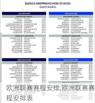 欧洲联赛赛程安排,欧洲联赛赛程安排表