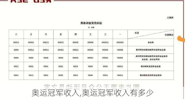 奥运冠军收入,奥运冠军收入有多少