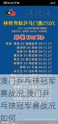 澳门乒乓球冠军赛战况,澳门乒乓球冠军赛战况如何