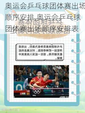 奥运会乒乓球团体赛出场顺序安排,奥运会乒乓球团体赛出场顺序安排表