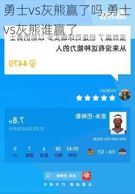 勇士vs灰熊赢了吗,勇士vs灰熊谁赢了
