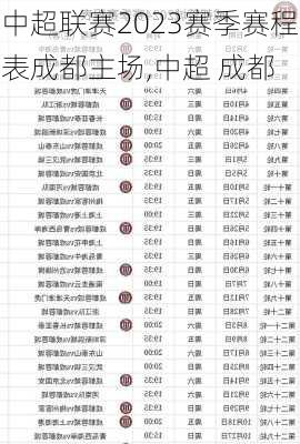 中超联赛2023赛季赛程表成都主场,中超 成都