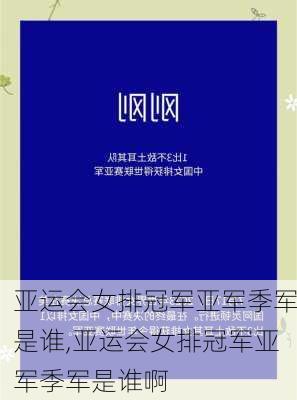 亚运会女排冠军亚军季军是谁,亚运会女排冠军亚军季军是谁啊