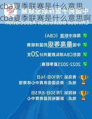 cba夏季联赛是什么意思,cba夏季联赛是什么意思啊