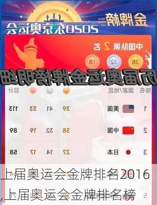 上届奥运会金牌排名2016,上届奥运会金牌排名榜