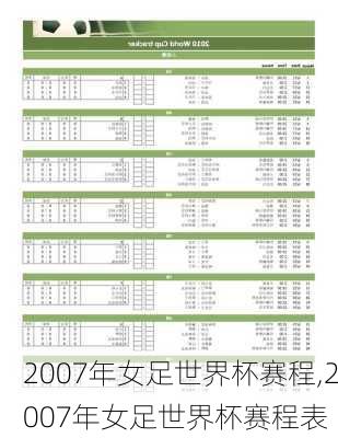 2007年女足世界杯赛程,2007年女足世界杯赛程表