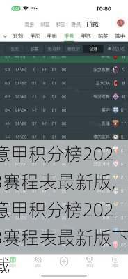 意甲积分榜2023赛程表最新版,意甲积分榜2023赛程表最新版下载