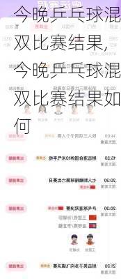 今晚乒乓球混双比赛结果,今晚乒乓球混双比赛结果如何