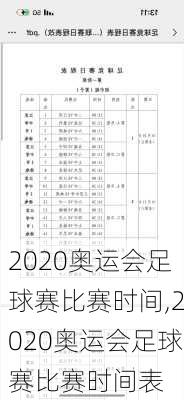 2020奥运会足球赛比赛时间,2020奥运会足球赛比赛时间表
