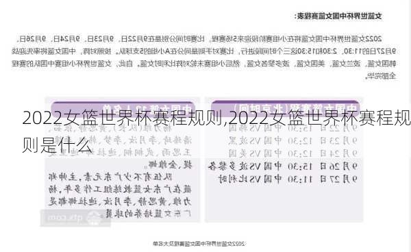 2022女篮世界杯赛程规则,2022女篮世界杯赛程规则是什么