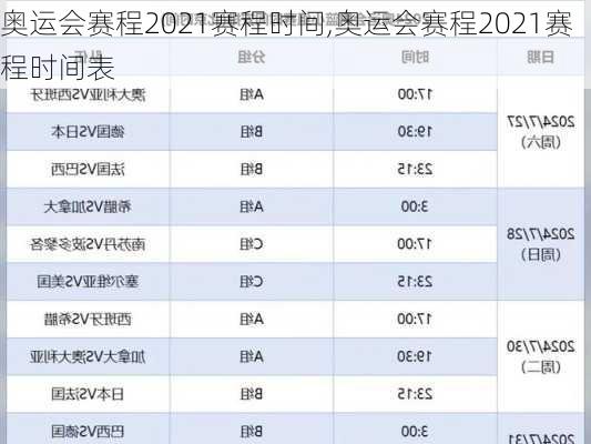 奥运会赛程2021赛程时间,奥运会赛程2021赛程时间表