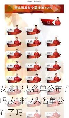 女排12人名单公布了吗,女排12人名单公布了吗