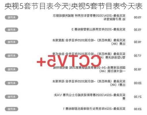 央视5套节目表今天,央视5套节目表今天表