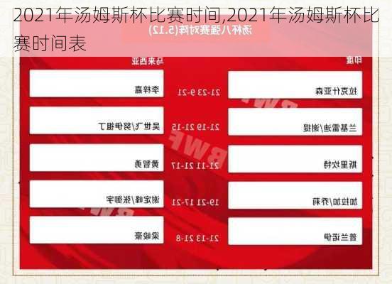 2021年汤姆斯杯比赛时间,2021年汤姆斯杯比赛时间表