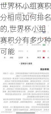 世界杯小组赛积分相同如何排名的,世界杯小组赛积分有多少种可能