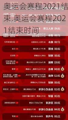 奥运会赛程2021结束,奥运会赛程2021结束时间