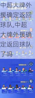 中超大牌外援确定返回球队,中超大牌外援确定返回球队了吗